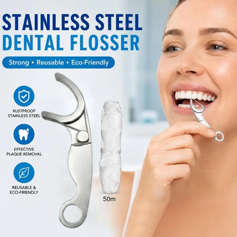 Dental Floss Picks - Paslanmaz Çelik Yeniden Kullanılabilir Kürdan Diş